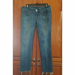 TRUE RELIGION -WI62079OM JULIE RAW HEM SKINNY CROP
